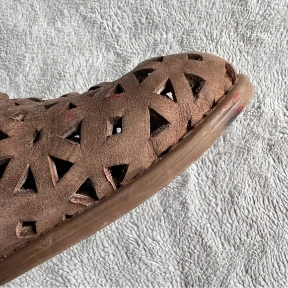 Musse & Cloud Athena Leather Laser Cut Western Ankle Boot Booties Tan Brown 10 - Picture 13 of 17